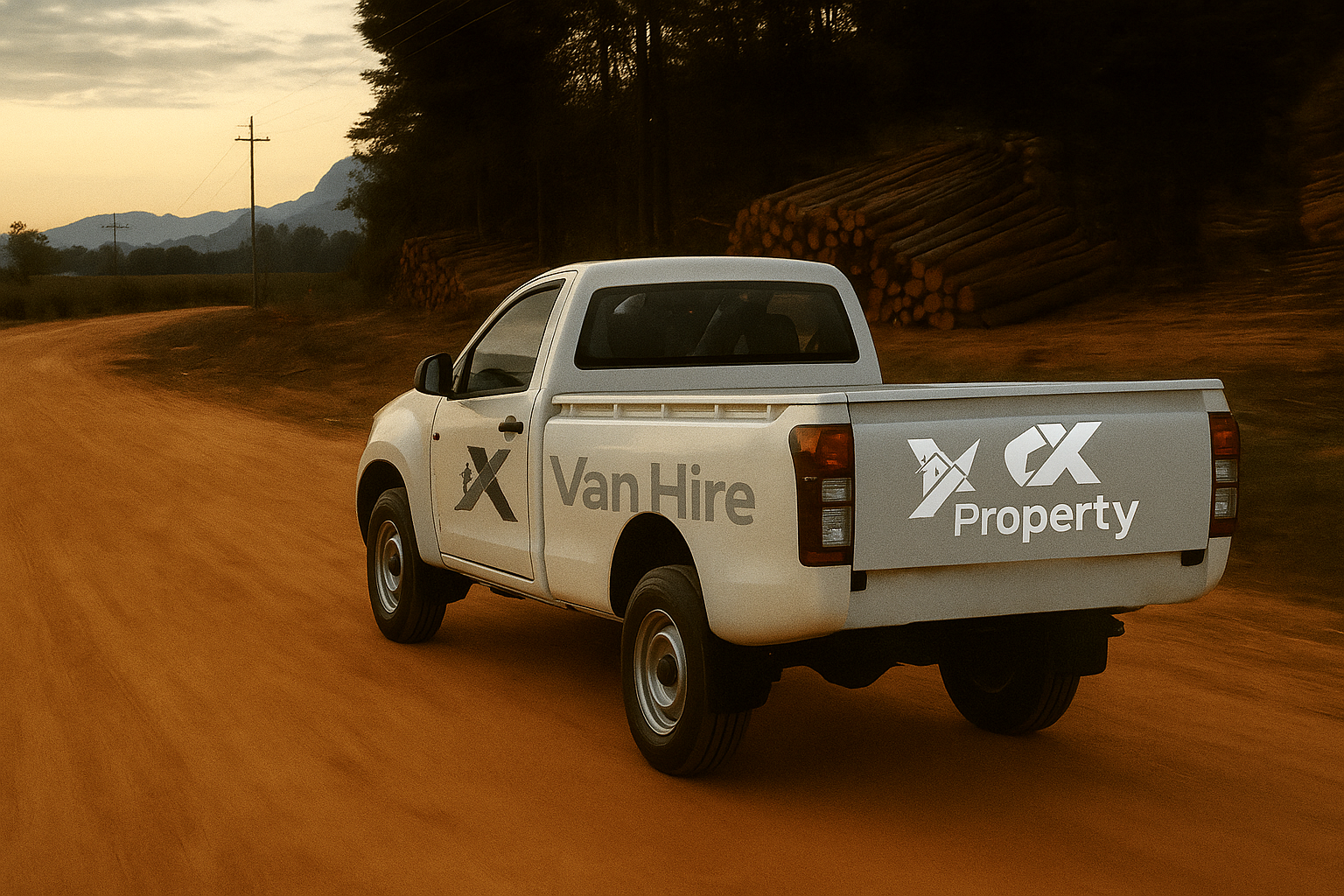 Delivery truck with wood